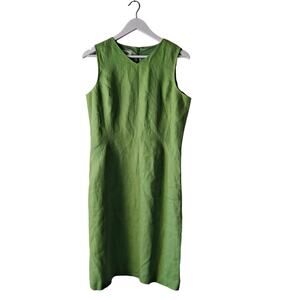 Talbots Women's Lime Green V neck Sleeveless Irish Linen Dress - Size 8